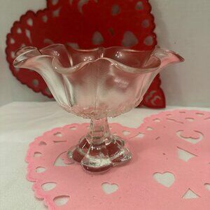 Vtg Mikasa Rosella Footed Bowl Pink Frosted Flowers Ruffle 6" × 8" NIB w/label
